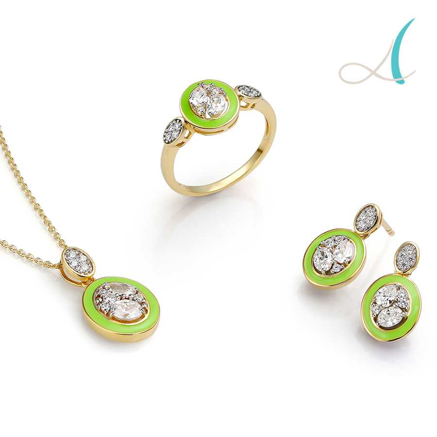 neon green enamel diamond jewelry manufacturers