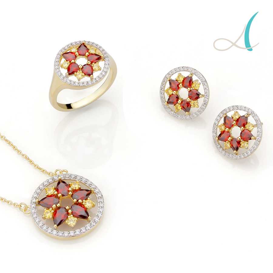 garnet flower silver jewelry manufacturers