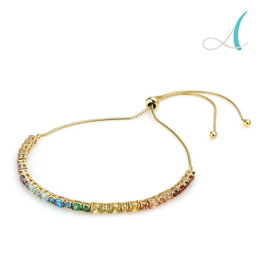 Rainbow CZ Sliding Bracelet