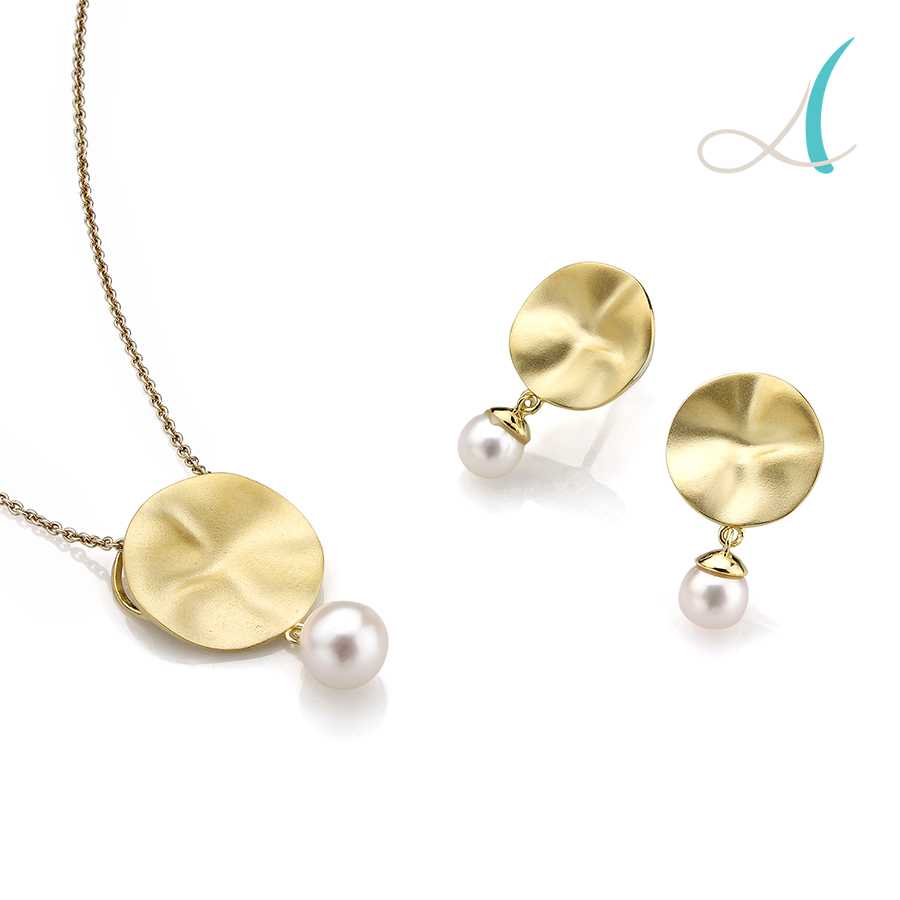 Yellow Gold Freshwater Pearl-Crinkled jewelry manufacturers